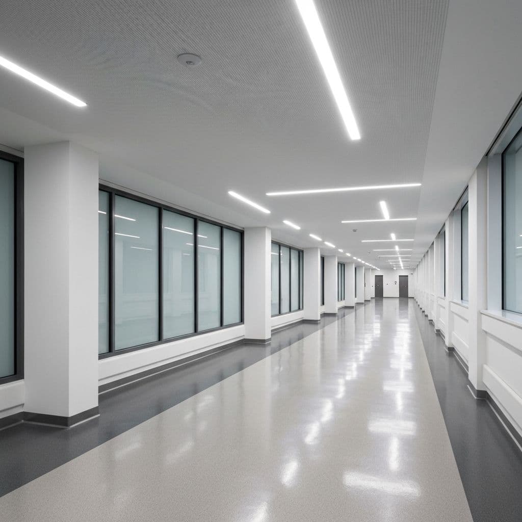 Pavimento PVC professionale ad alta resistenza in corridoio di edificio commerciale pubblico